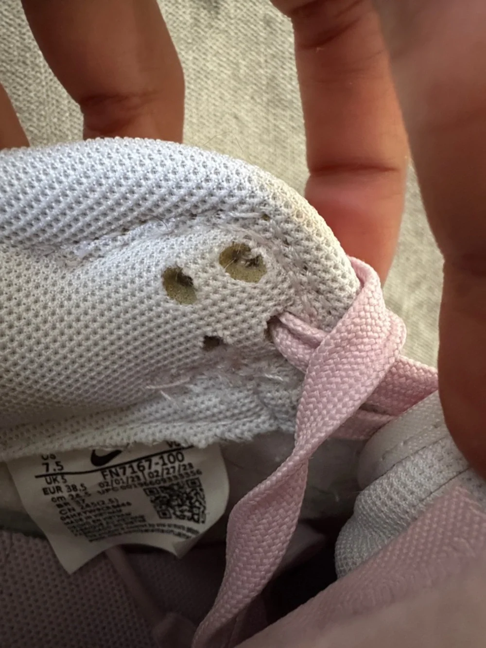 Nike Dunk Low Pink and White Corduroy Trainers - Picture 4 of 4